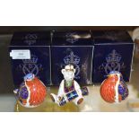 3 BOXED ROYAL CROWN DERBY PAPERWEIGHT ORNAMENTS