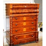 VICTORIAN MAHOGANY OG CHEST OF 6 DRAWERS