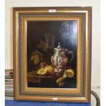 15½" X 11½" FRAMED OIL ON BOARD - STILL LIFE BY BUBARNIK