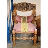 ORNATE SADDLE STYLE CHAIR & SIMILAR FOOT STOOL