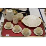 TRAY WITH 13 VARIOUS PIECES OF BELLEEK WARE