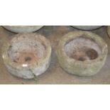 PAIR OF 19" DIAMETER CONCRETE GARDEN PLANTERS