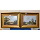 PAIR OF 6¼" X 9¼" GILT FRAMED OIL PAINTINGS ON BOARDS - DUTCH SCENES