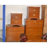 4 PIECE MODERN MAHOGANY FINISHED BEDROOM SET COMPRISING 5 DRAWER CHEST, 3 DRAWER CHEST & PAIR OF 2