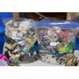 2 BAGS WITH A LARGE QUANTITY OF COSTUME JEWELLERY