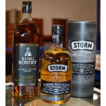 STORM BLENDED MALT SCOTCH WHISKY, WITH PRESENTATION BOX - 70CL, 43% VOL & KING ROBERT II BLENDED