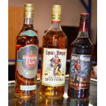 TRIPLE BOTTLE RUM SELECTION COMPRISING CAPTAIN MORGAN ORIGINAL SPICED GOLD - 1 LITRE, 35% VOL,