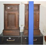 PAIR OF STAINED PINE SINGLE DRAWER BEDSIDE CABINETS