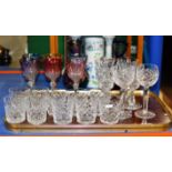 TRAY WITH VARIOUS CRYSTAL GLASSES