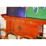 CHINESE STAINED WOODEN SIDEBOARD