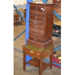 8 DRAWER CHEST & LEATHER TOP SINGLE DRAWER TABLE