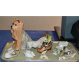 TRAY WITH ASSORTED ANIMAL ORNAMENTS, BESWICK, GOEBEL ETC