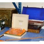 EDINBURGH CRYSTAL FRUIT BOWL IN BOX, MASONIC APRON IN CASE, CASED VANITY SET, CANTEEN OF CUTLERY &