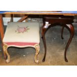 MAHOGANY OCCASIONAL TABLE & PADDED STOOL