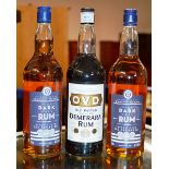 TRIPLE BOTTLE RUM SELECTION COMPRISING O.V.D. OLD VATTED DEMERARA RUM - 1 LITRE, 40% VOL & DARK NAVY