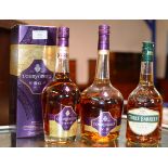 TRIPLE BOTTLE BRANDY SELECTION COMPRISING COURVOISIER V.S. COGNAC, WITH PRESENTATION BOX - 70CL, 40%