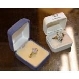 2 X AMERICAN 10K GOLD DIAMOND CHIP RINGS - COMBINED APPROXIMATE WEIGHT = 8.3 GRAMS