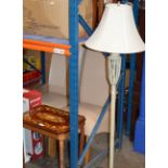 MUSICAL SEWING TABLE, MODERN FLOOR LAMP & PAIR OF MODERN PADDED CHAIRS