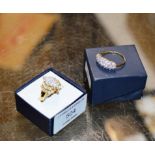 AMERICAN 10K GOLD DIAMOND CHIP DRESS RING - APPROXIMATE WEIGHT = 5.2 GRAMS & 9 CARAT GOLD DRESS