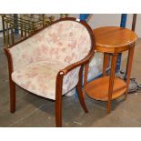 REPRODUCTION MAHOGANY FRAMED TUB STYLE CHAIR & MODERN 2 TIER OCCASIONAL TABLE WITH SINGLE DRAWER