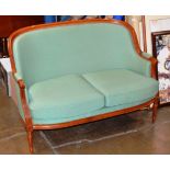 YEW WOOD FRAMED 2 SEATER SETTEE