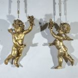 Coppia di angeli in legno dorato