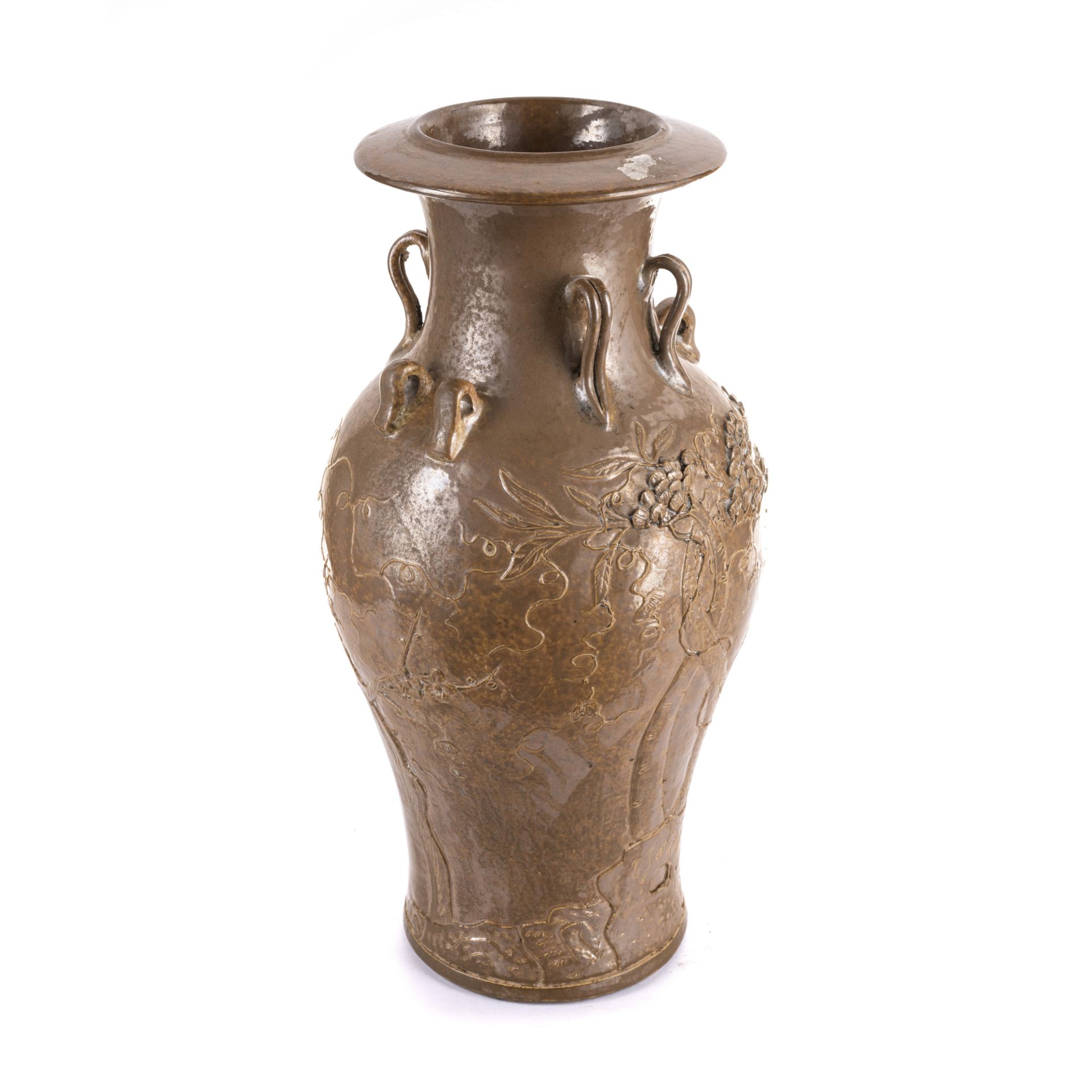Vaso a balaustro in porcellana marrone - Image 3 of 3