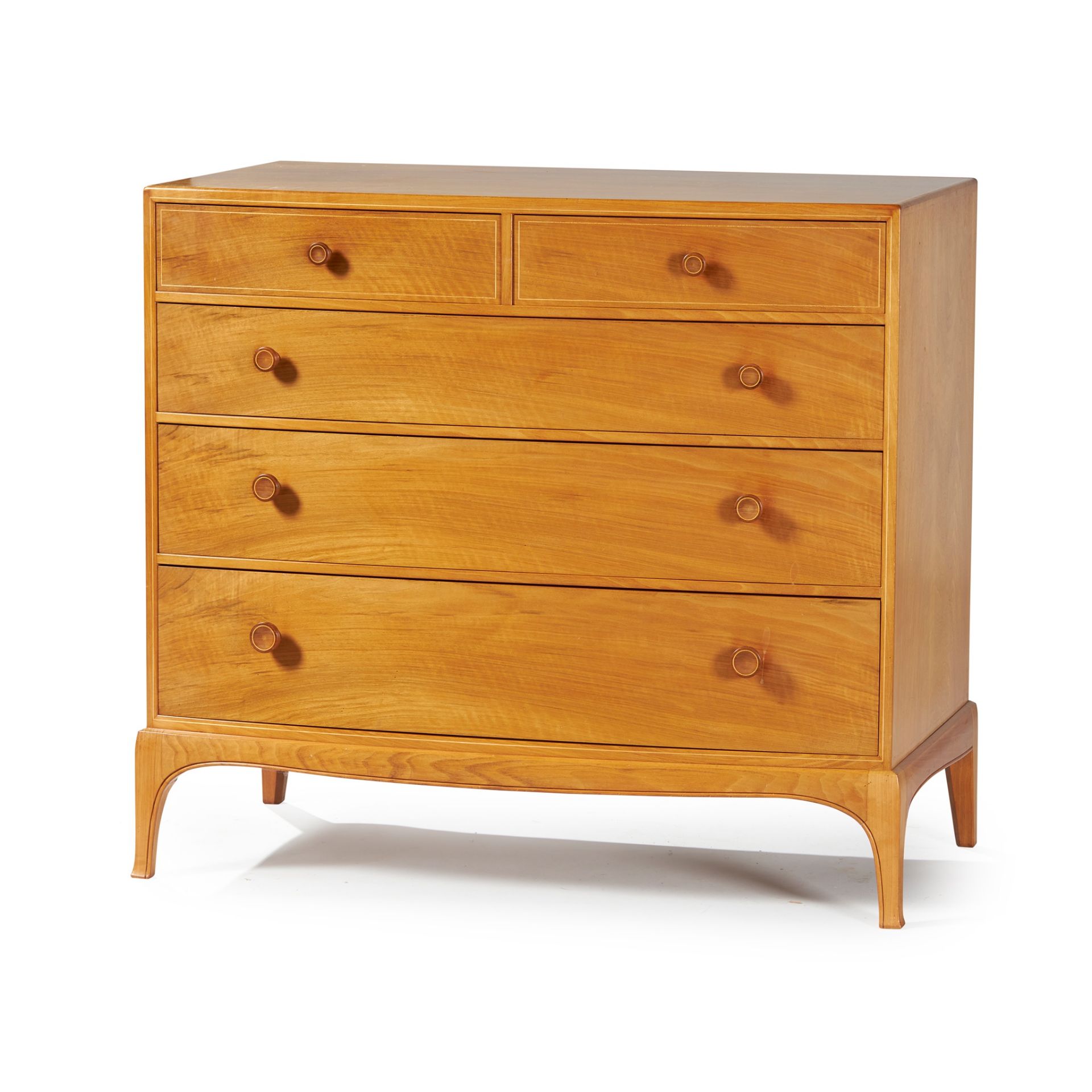EDWARD BARNSLEY (1900-1987) BOW-FRONT CHEST OF DRAWERS, DATED 1966 - Image 3 of 3