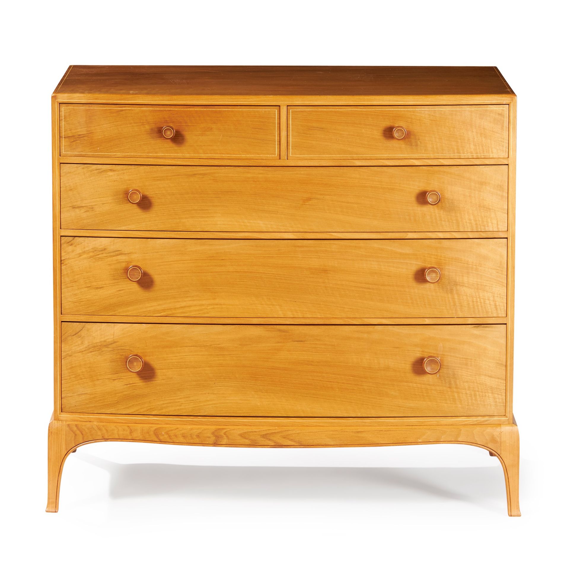 EDWARD BARNSLEY (1900-1987) BOW-FRONT CHEST OF DRAWERS, DATED 1966