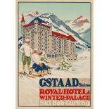 Carlo Pellegrini (1866-1937) Gstaad Royal Hotel & Winter Palace