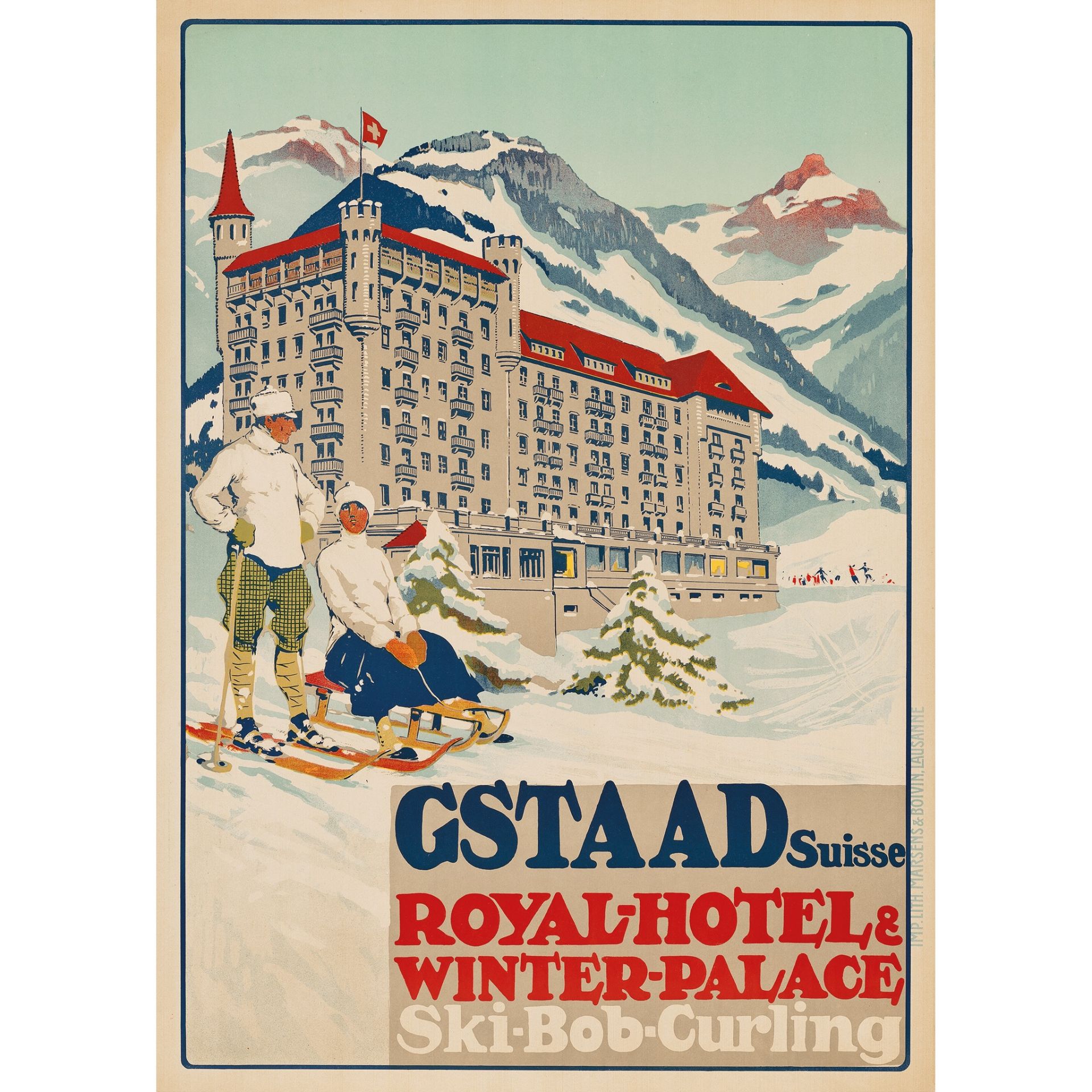 Carlo Pellegrini (1866-1937) Gstaad Royal Hotel & Winter Palace