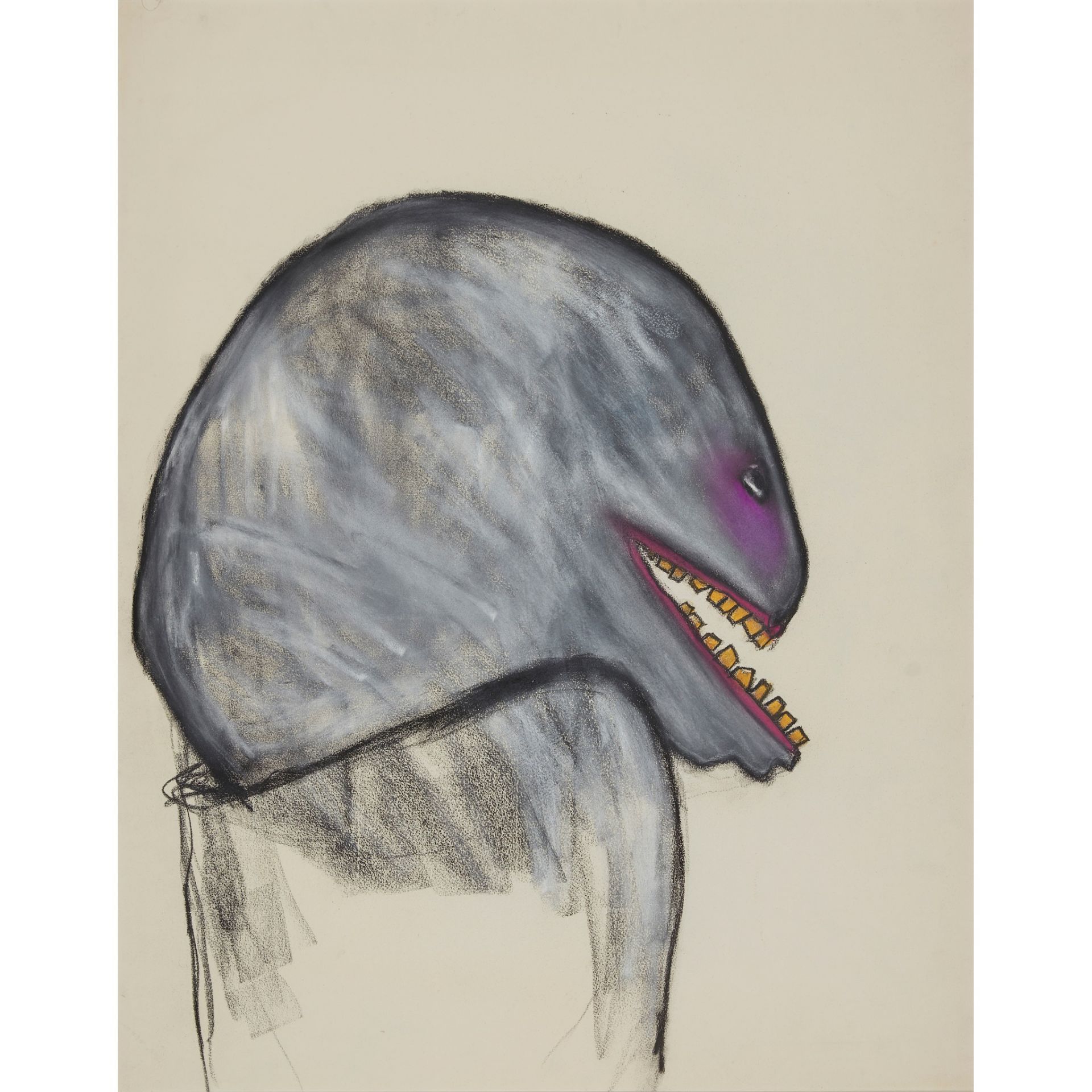 § PATRICIA DOUTHWAITE (SCOTTISH 1939-2002) UNTITLED (HEAD WITH YELLOW TEETH)