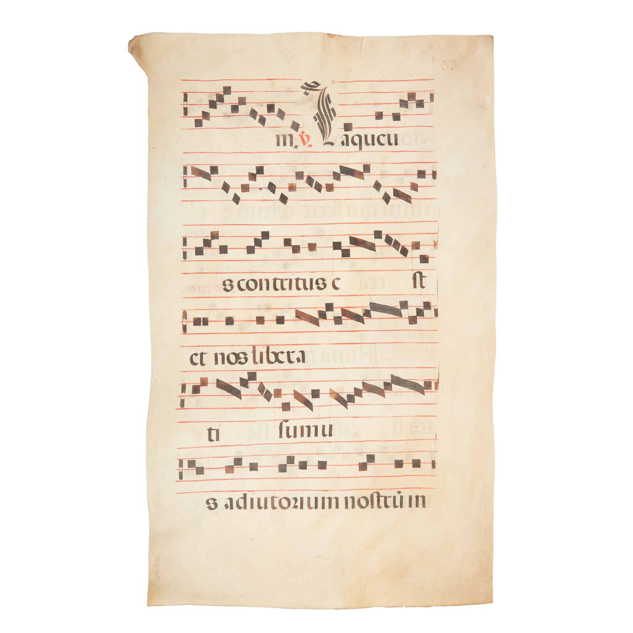 Liturgical music manuscript on vellum 18 pages on 9 leaves - Image 2 of 3