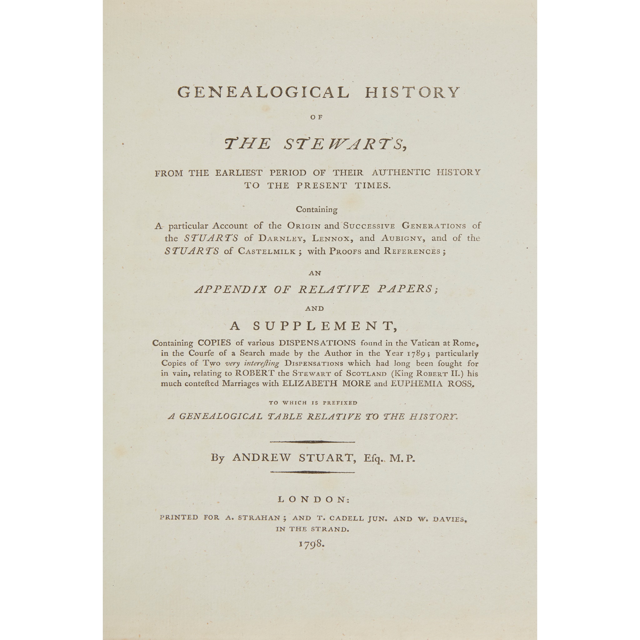 Stuart, Andrew Genealogical History of the Stewarts
