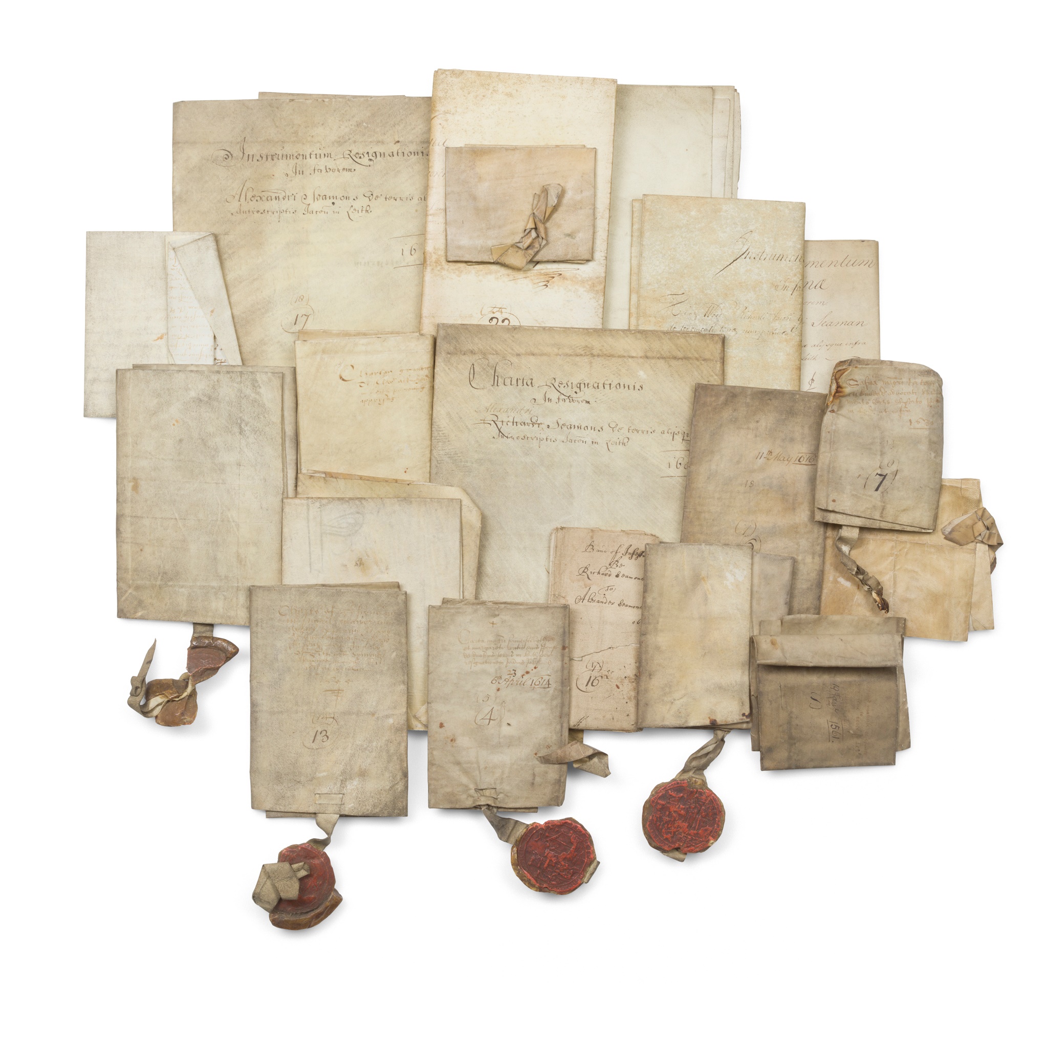 Leith - 18 indentures or similar legal agreements on vellum including