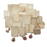 Leith - 18 indentures or similar legal agreements on vellum including