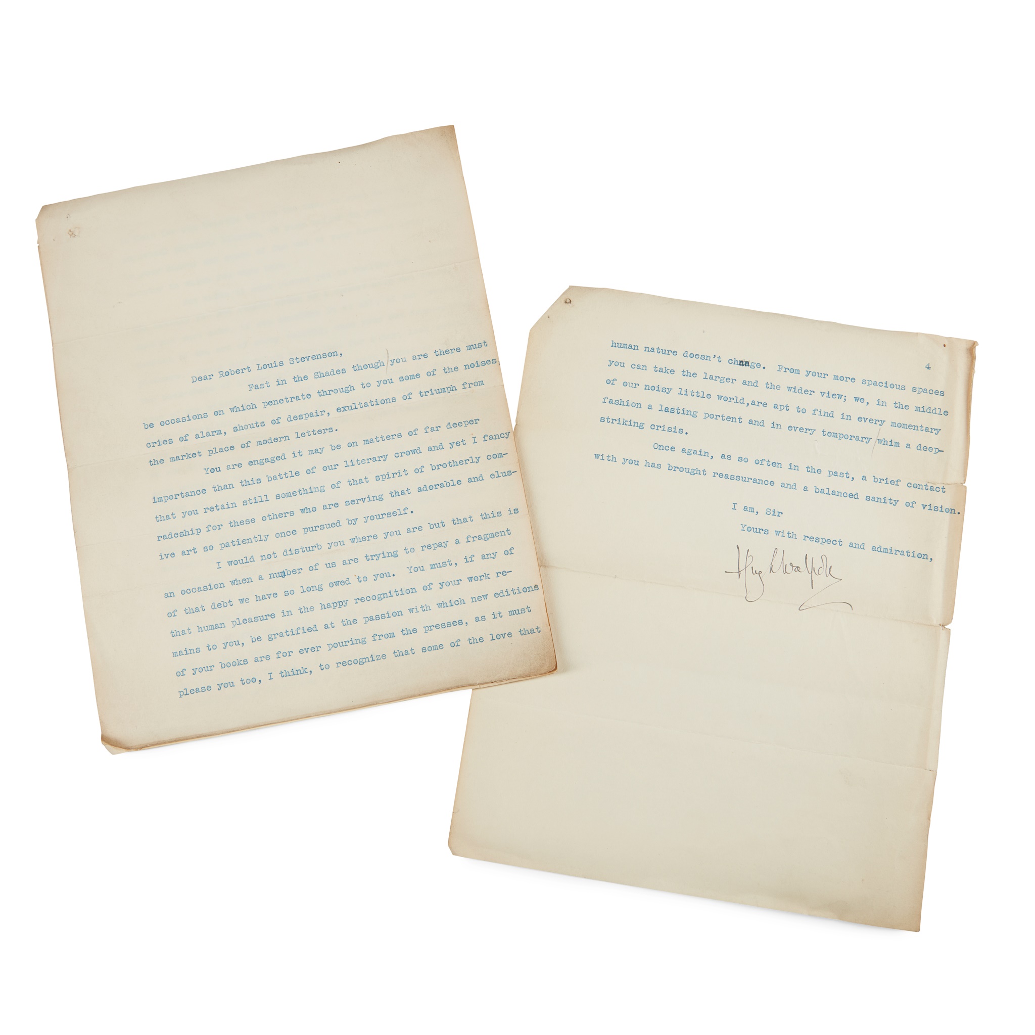 Walpole, Hugh Typed Letter Signed, to Robert Louis Stevenson - Image 3 of 3