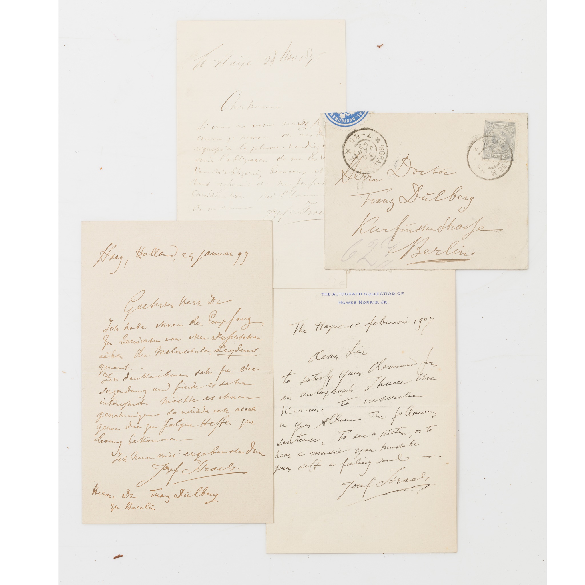 Israels, Jozef 3 autograph letters, signed