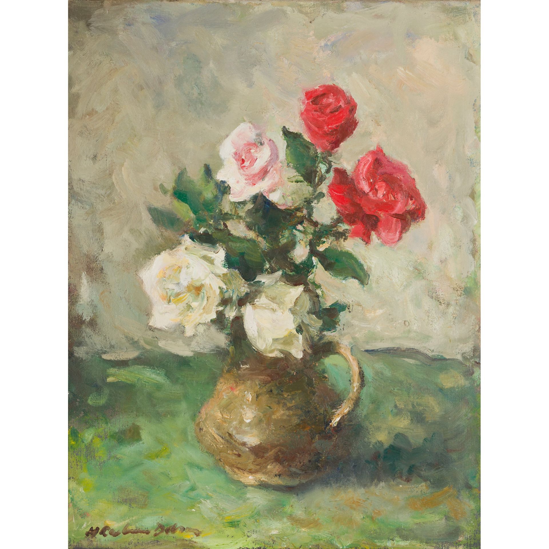 § HENRY RAEBURN DOBSON (SCOTTISH 1901-1985) A JUG OF ROSES