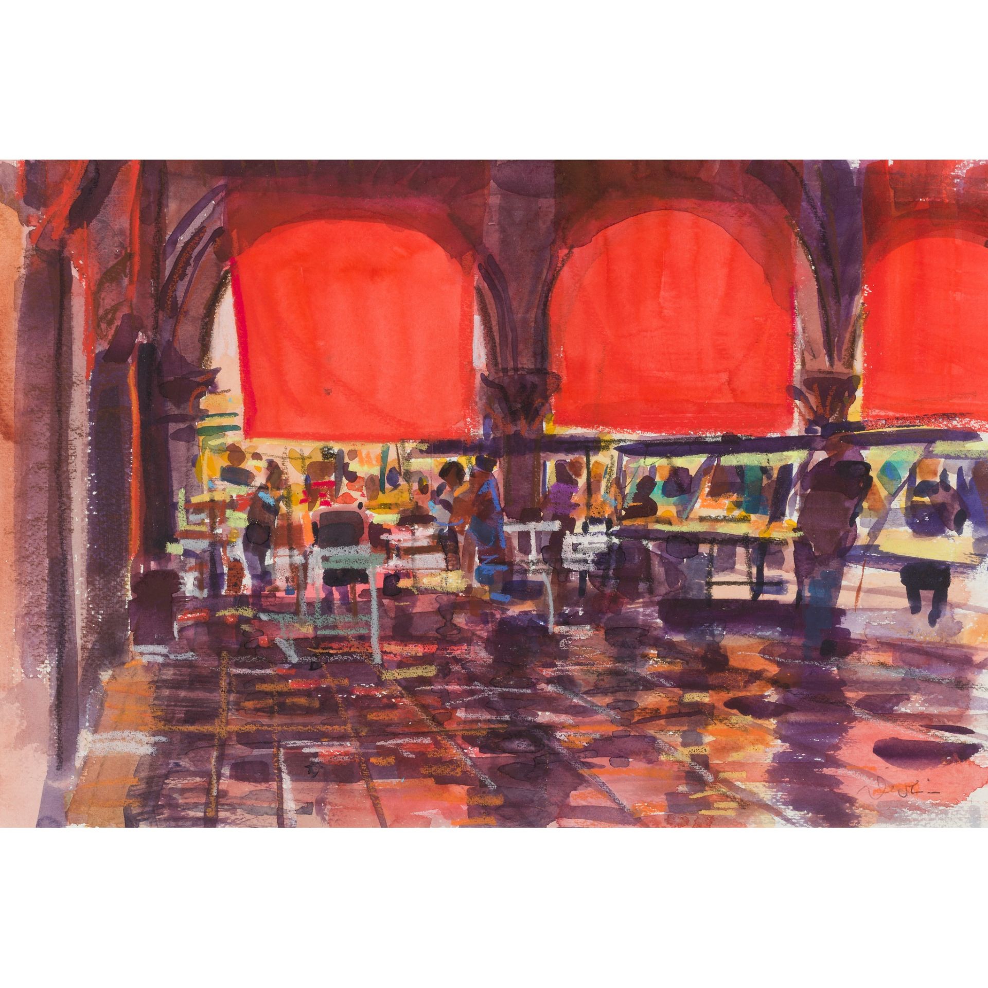 § GEORGE DEVLIN R.S.W (SCOTTISH 1937-2014) RIALTO MARKET