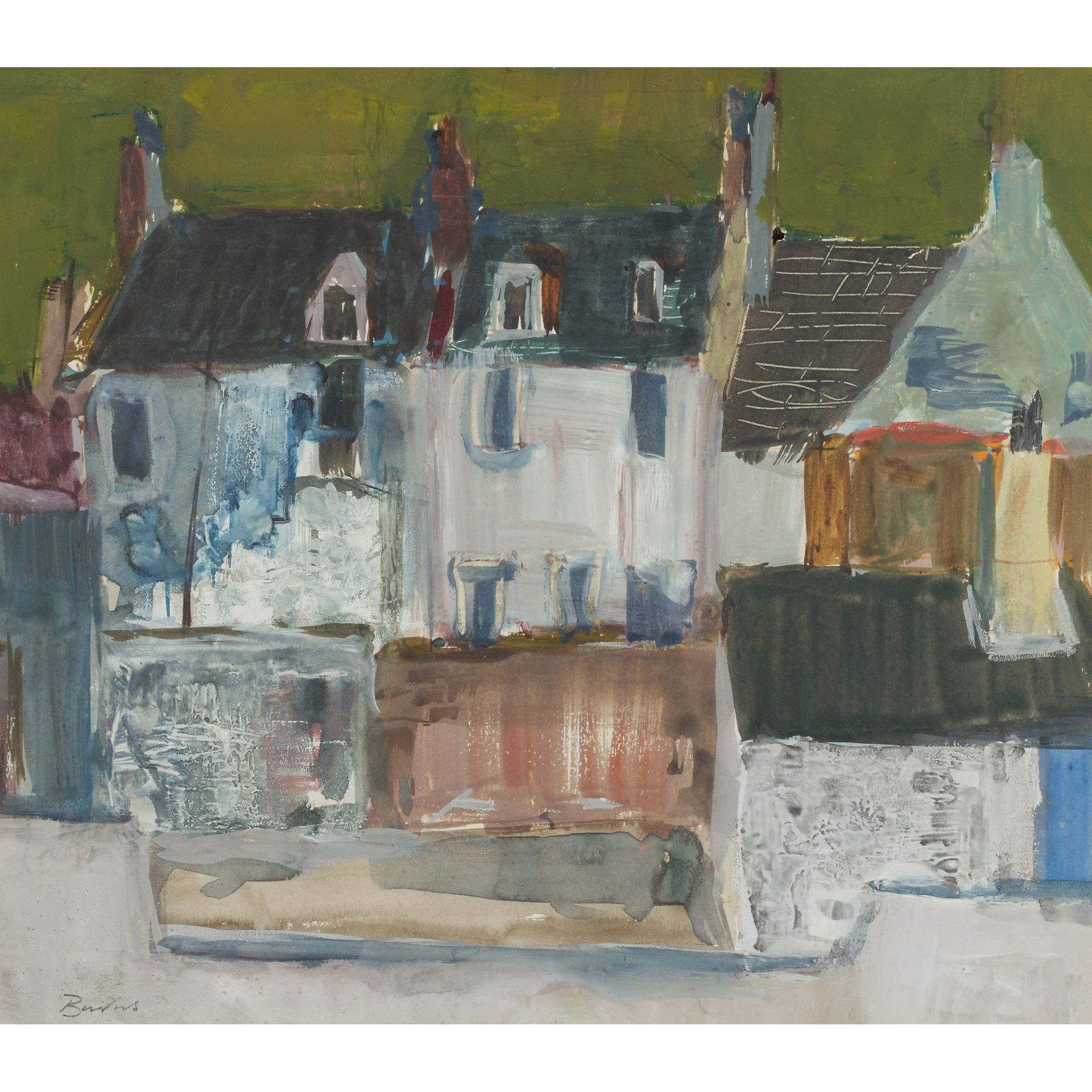 § WILLIAM BURNS A.R.S.A. (SCOTTISH 1921-1972) OLD HOUSES, ABERDEEN