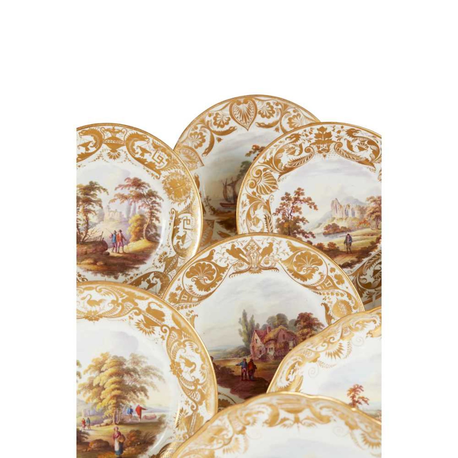 MATCHED DERBY PORCELAIN TOPOGRAPHICAL PART DESSERT SERVICE EARLY 19TH CENTURY - Image 6 of 8