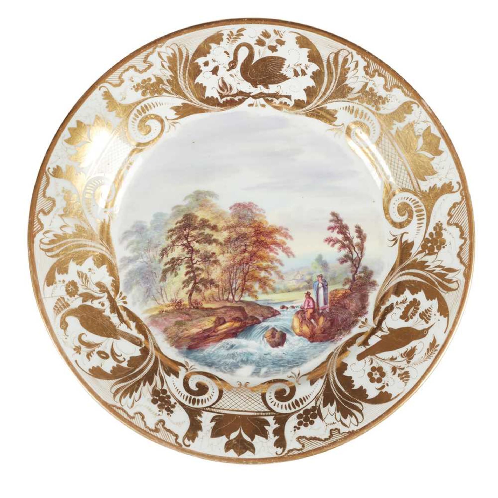 MATCHED DERBY PORCELAIN TOPOGRAPHICAL PART DESSERT SERVICE EARLY 19TH CENTURY - Image 2 of 8