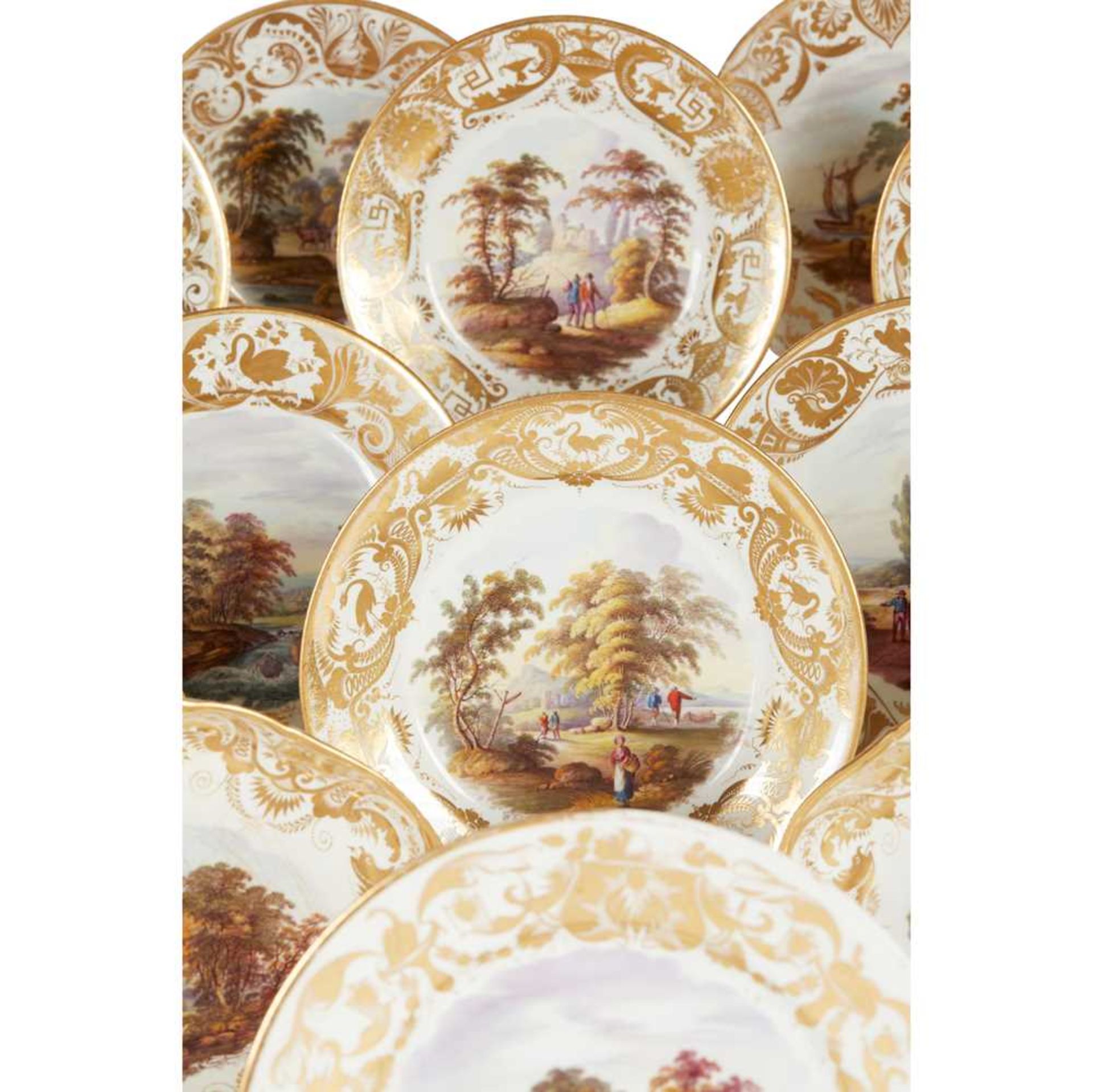 MATCHED DERBY PORCELAIN TOPOGRAPHICAL PART DESSERT SERVICE EARLY 19TH CENTURY - Image 3 of 8