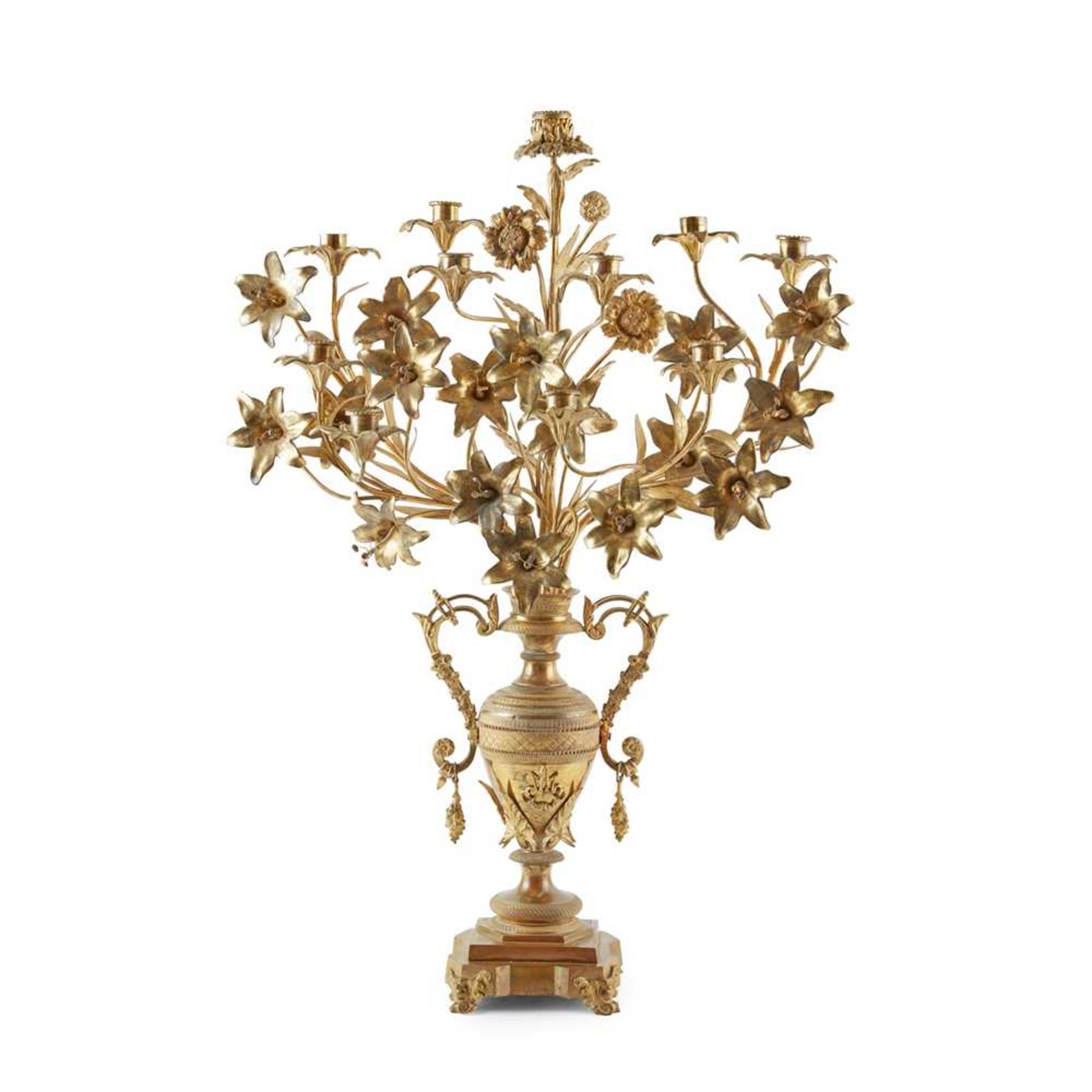 PAIR OF FRENCH LARGE GILT METAL CANDELABRA 19TH CENTURY - Image 2 of 3