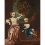 LATE 17TH CENTURY BRITISH SCHOOL DOUBLE PORTRAIT OF TWO BOYS IN LANDCSAPE