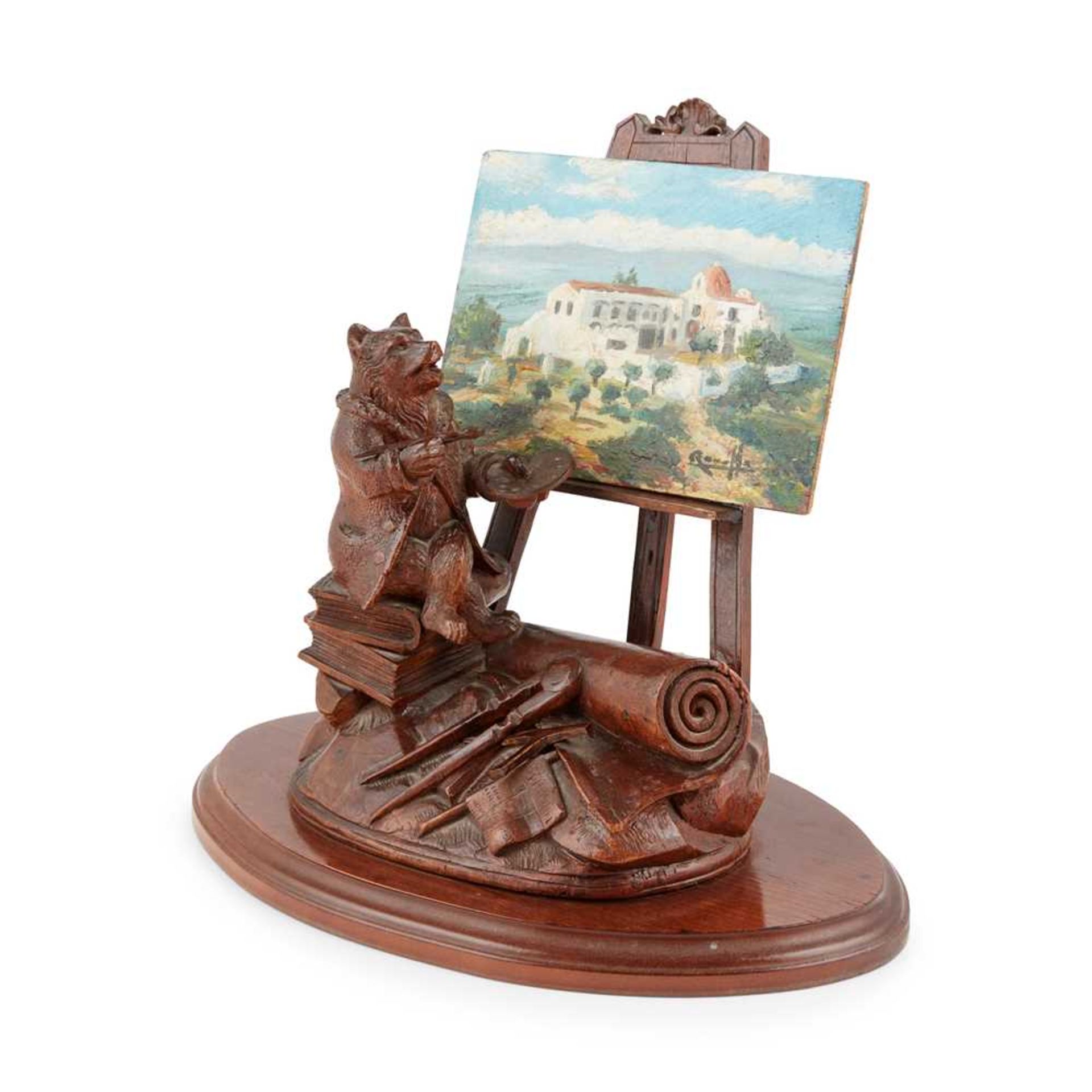 BLACK FOREST NOVELTY CARVING OF A BEAR AS AN ARTIST LATE 19TH CENTURY - Image 2 of 4
