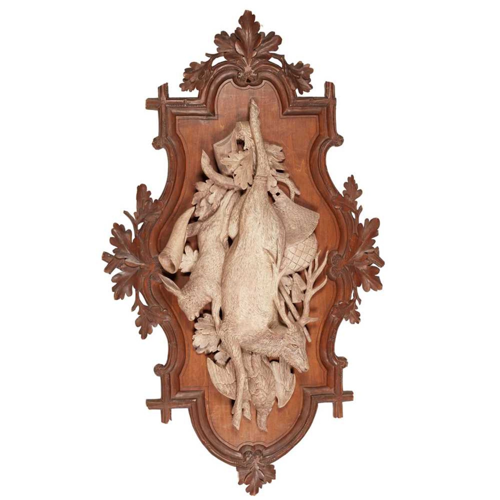 PAIR OF BLACK FOREST CARVED HUNTING TROPHIES LATE 19TH CENTURY - Image 2 of 3