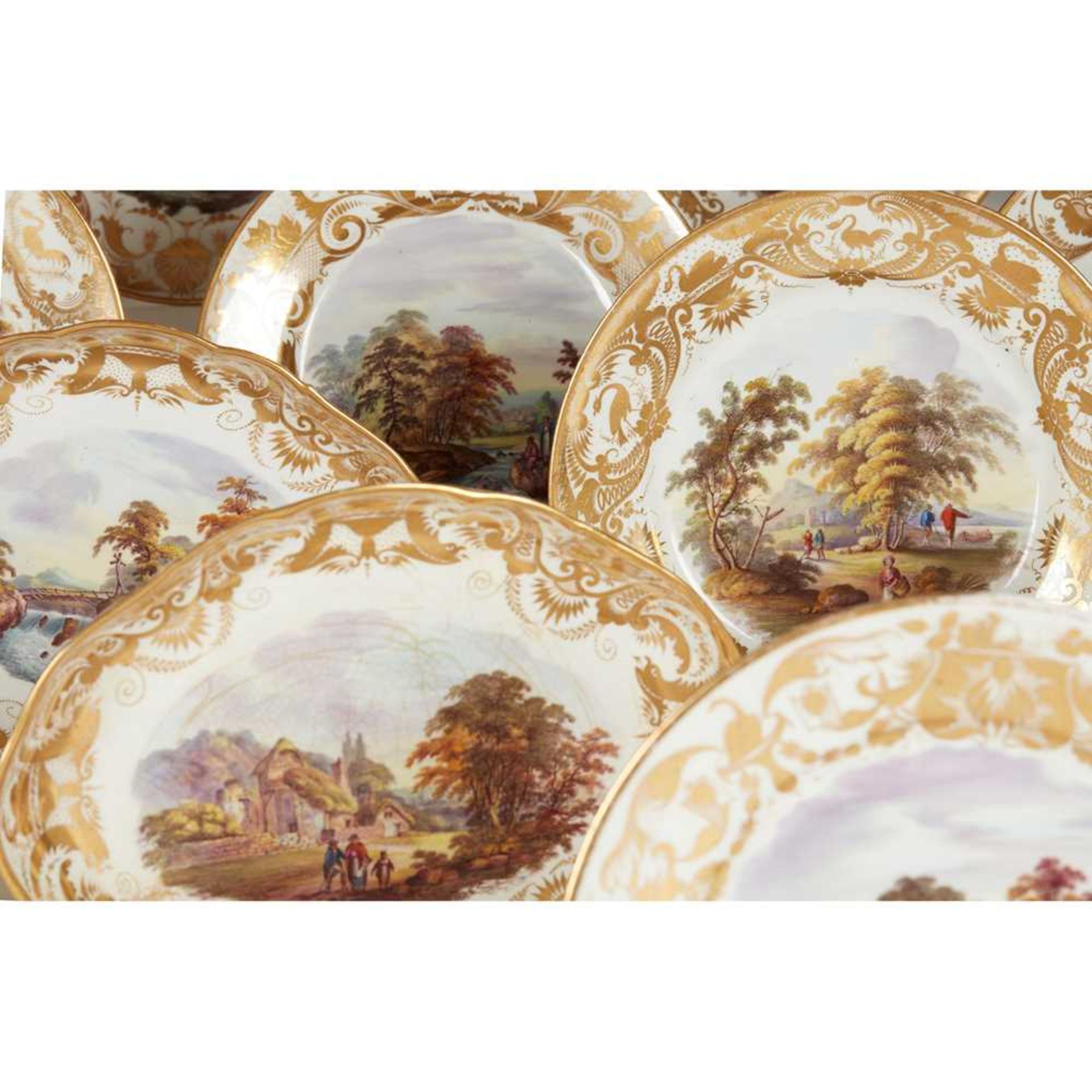 MATCHED DERBY PORCELAIN TOPOGRAPHICAL PART DESSERT SERVICE EARLY 19TH CENTURY - Image 7 of 8