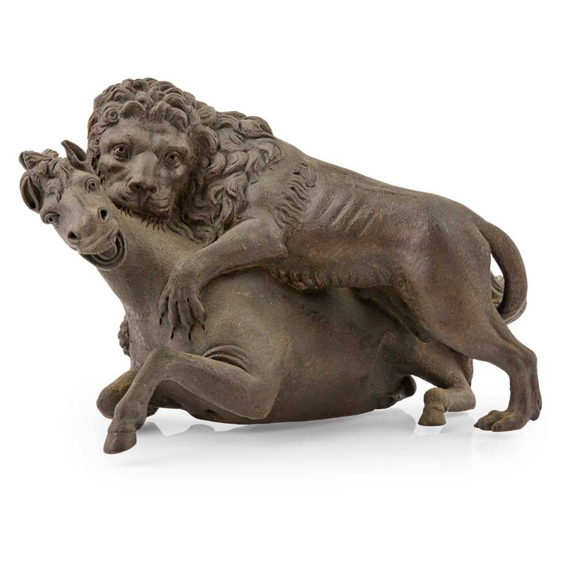 CIRCLE OF HANS REISINGER (GERMAN, ACTIVE LATE 16TH CENTURY), AFTER A MODEL BY GIAMBOLOGNA LION ATTAC - Image 2 of 2